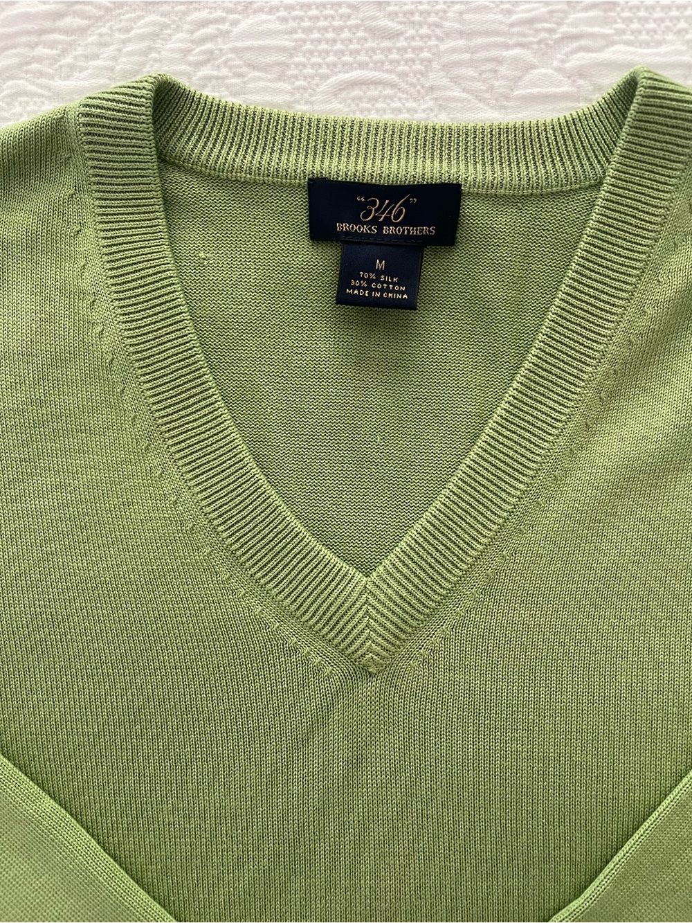 Brooks Brothers Light Sage Green Men's V-Neck Sweater